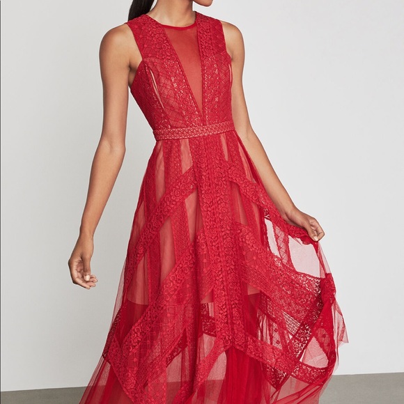 bcbg andi lace dress red